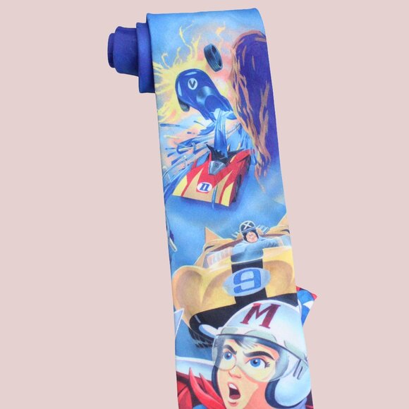 Ralph Marlin x Speed Racer VTG 94 Speed in the Lead Ties Men's Blue Neckties - Picture 3 of 7